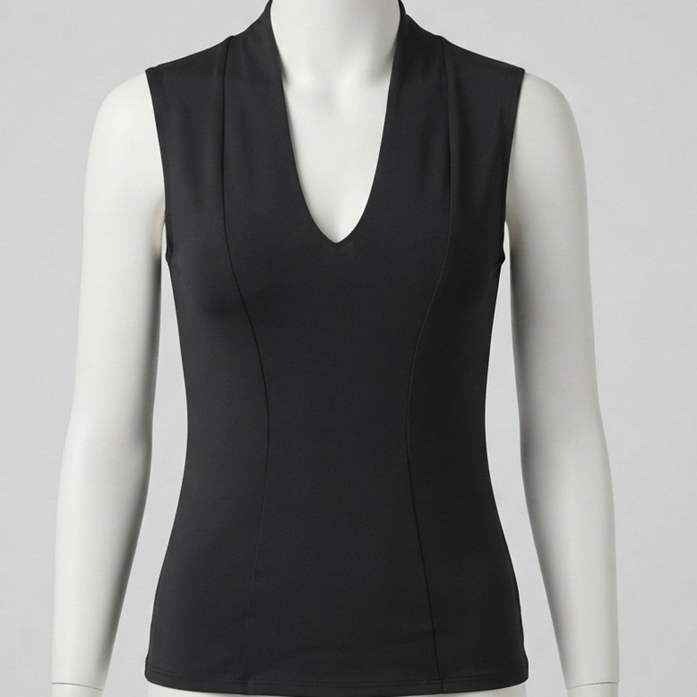 Vintage 90s Victoria's Secret Moda International Women V-Neck Shell Top Black M